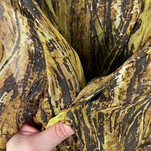 Anthropologie Love Sam Leather Silk Animal Print Peasant Boho Blouse Top Small S - Picture 8 of 12